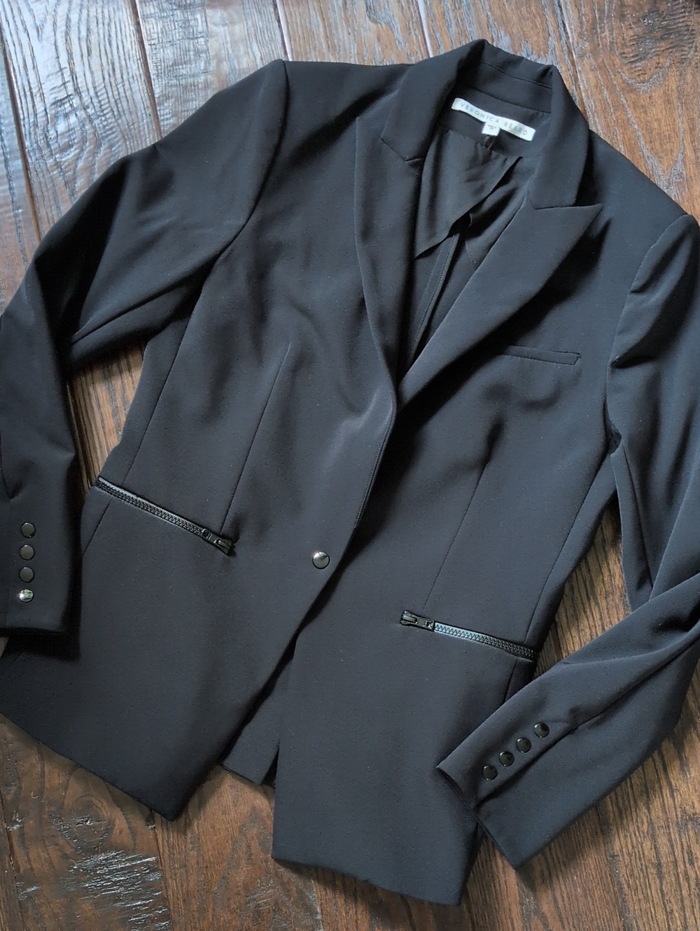 VERONICA BEARD I Classic Black Core Scuba Single-Breasted Jacket Blazer, 8 - Picture 5 of 16